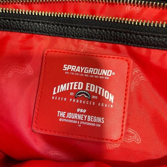 Sprayground Women’s Bag Shoulder Black White Leather Shark Limited Edition - Picture 14 of 15